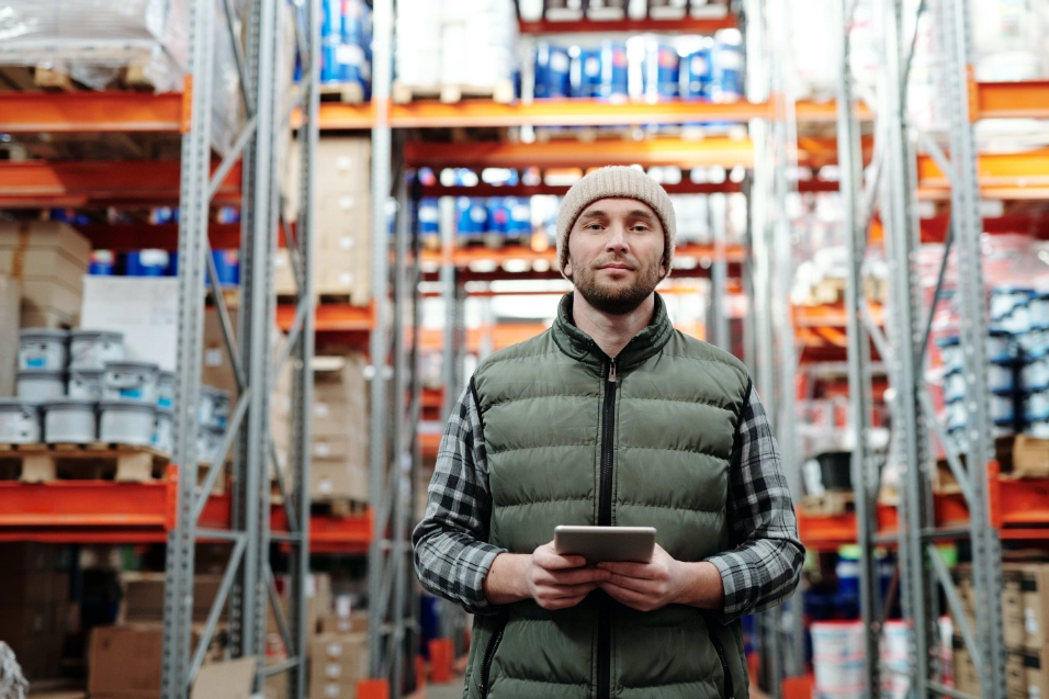 picture of a man inside a warehouse